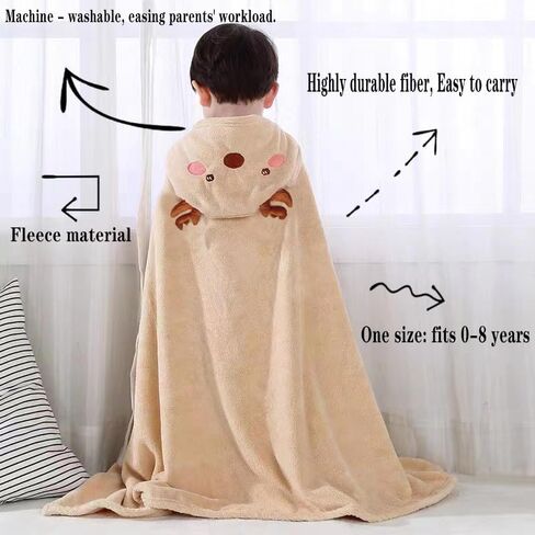 Toddler Bath Towel Baby Towels with Hood 27.5"X55" Ultra Absorbent Soft Bathrobe Blanket Kids Shower Towel for Girls and Boys(Purple-Cat) in Kuwait