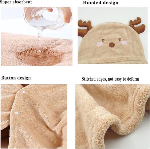 Toddler Bath Towel Baby Towels with Hood 27.5"X55" Ultra Absorbent Soft Bathrobe Blanket Kids Shower Towel for Girls and Boys(Purple-Cat) in Kuwait