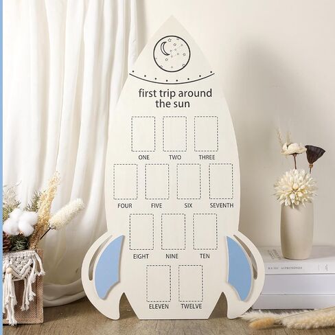 الرحلة الأولى حول The Sun Photo Display Board Wooden My First Year Frames Marmestones Monthors Board For 2 × 3 × 3 بوصات عرض علب التذكار 1 هدية 12 شهرًا in Saudi Arabia