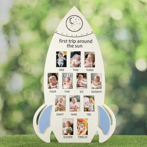الرحلة الأولى حول The Sun Photo Display Board Wooden My First Year Frames Marmestones Monthors Board For 2 × 3 × 3 بوصات عرض علب التذكار 1 هدية 12 شهرًا in Saudi Arabia