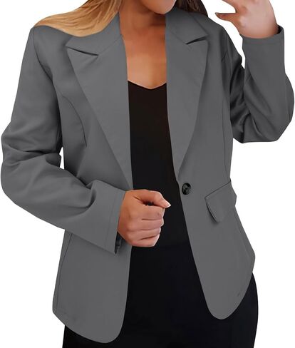 Womens Blazers for Work Casual Open Front Blazer Cropped Long Sleeve Work Office Jacket Lapel Collar Cardigan Jackets in Kuwait