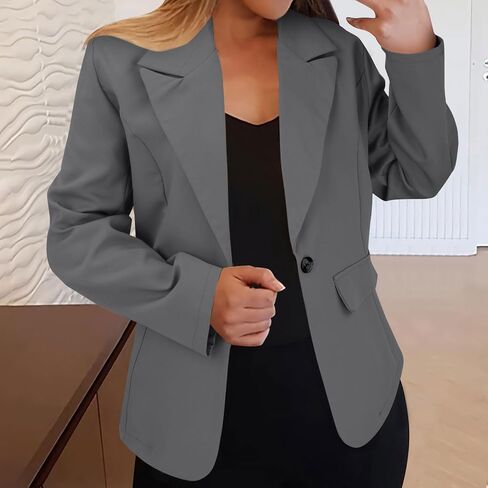Womens Blazers for Work Casual Open Front Blazer Cropped Long Sleeve Work Office Jacket Lapel Collar Cardigan Jackets in Kuwait