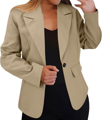 Womens Blazers for Work Casual Open Front Blazer Cropped Long Sleeve Work Office Jacket Lapel Collar Cardigan Jackets in Kuwait