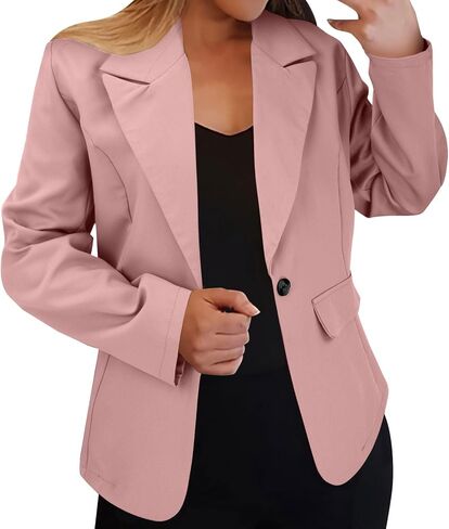 Womens Blazers for Work Casual Open Front Blazer Cropped Long Sleeve Work Office Jacket Lapel Collar Cardigan Jackets in Kuwait