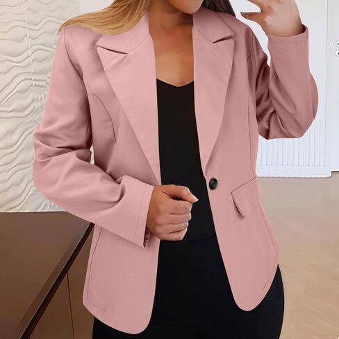 Womens Blazers for Work Casual Open Front Blazer Cropped Long Sleeve Work Office Jacket Lapel Collar Cardigan Jackets in Kuwait