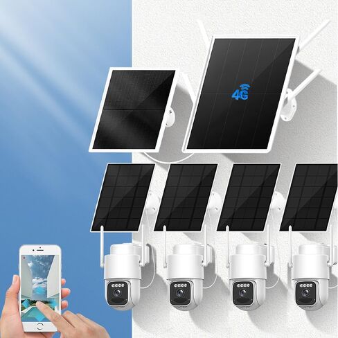 LCLCTEK® Solar 4G Security Cameras Kit Wireless Outdoor ، نظام أمان منزلي فيديو 2K/4MP مع 4 كاميرات شمسية ، رؤية ليلية ، صوت ثنائي ، مستشعر PIR ، دعم بطاقة SIM 4G ، خطوة واحدة للاستخدام ، التحكم في التطبيق in Kuwait