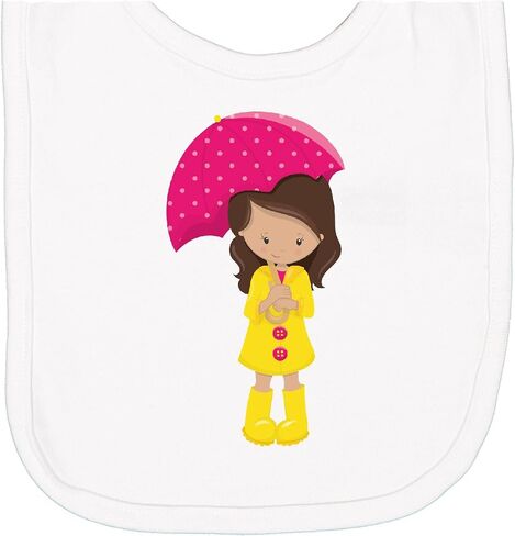 inktastic Latina Girl, Cute, Girl in Raincoat, Umbrella Newborn Bib in Kuwait