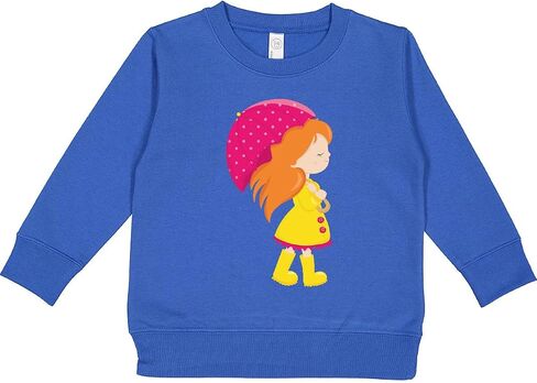 inktastic Girl in Raincoat, Girl with Umbrella, Orange Hair Toddler Sweatshirt in Saudi Arabia