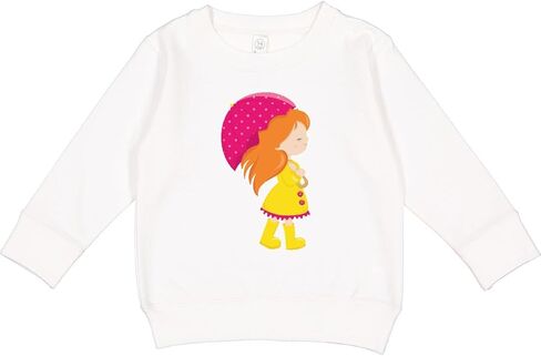 inktastic Girl in Raincoat, Girl with Umbrella, Orange Hair Toddler Sweatshirt in Saudi Arabia