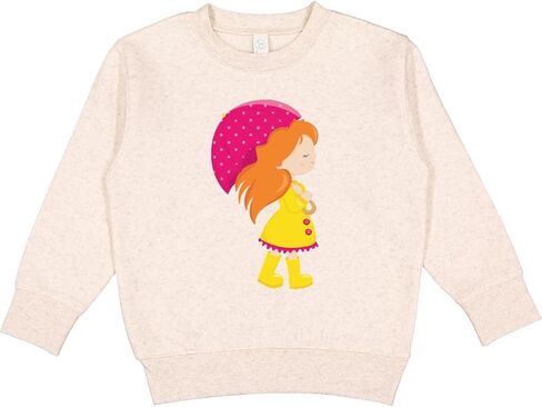 inktastic Girl in Raincoat, Girl with Umbrella, Orange Hair Toddler Sweatshirt in Saudi Arabia
