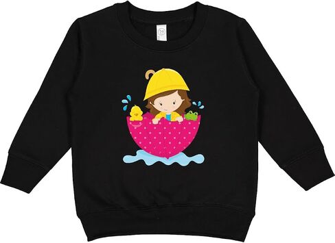 inktastic Girl in Raincoat, Girl with Umbrella, Brown Hair, Toddler Sweatshirt in Kuwait
