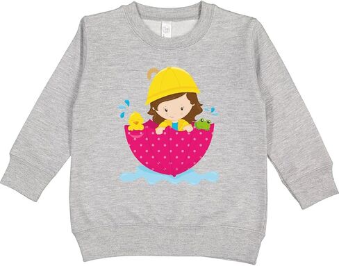 inktastic Girl in Raincoat, Girl with Umbrella, Brown Hair, Toddler Sweatshirt in Kuwait
