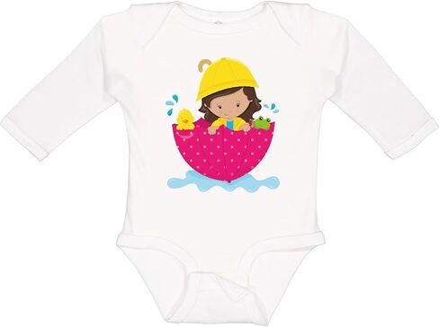 inktastic Girl in Raincoat, Latina Girl, Umbrella, Frog, Long Sleeve Creeper in Saudi Arabia