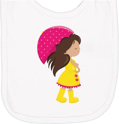 inktastic Latina Girl, Cute, Girl in Raincoat, Umbrella Newborn Bib in Saudi Arabia
