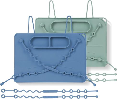 Silicone Placemats with 4 Straps: No-Throw Toys or Bottles - Baby 12-24 Months Self-Feeding on High Chair in Saudi Arabia