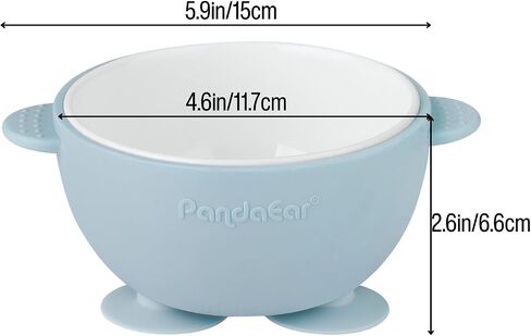 PandaEar 3 Pack Ceramic Baby Bowls with Silicone Sleeves | Non-Slip Suction Base, Microwave & Dishwasher Safe Toddler Bowls | BPA Free Baby Feeding Bowls Set (Blue/Green/Beige) in Saudi Arabia