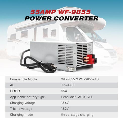 WF-9855,55 Amp RV Power Converter for Lead-Acid Battery,Compatible with WF-9855,WF-9855-AD,WF-9855-AD-CB&Other WF-9800 Series Power Converter in Kuwait