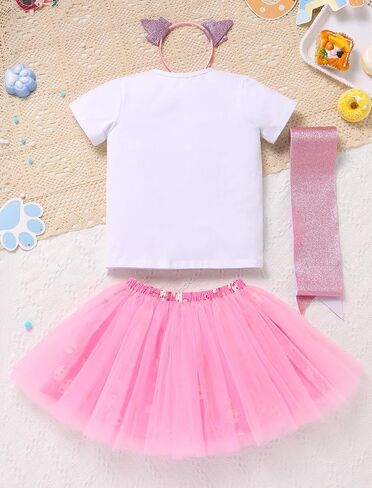 IDOPIP Blue Birthday Girl Outfit for Baby Toddler Girls Birthday Shirt Tutu Skirt Dog Ears Sash Cake Smash Photo Shoot 1-6T in Saudi Arabia