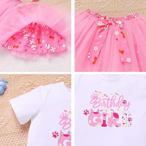IDOPIP Blue Birthday Girl Outfit for Baby Toddler Girls Birthday Shirt Tutu Skirt Dog Ears Sash Cake Smash Photo Shoot 1-6T in Saudi Arabia