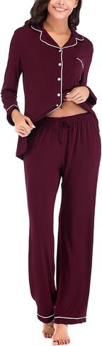 Aamikast Women's Pajama Sets Long Sleeve Button Down Sleepwear Nightwear Soft Pjs Lounge Sets in Kuwait