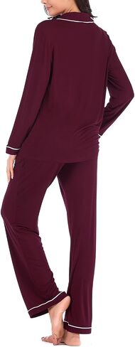 Aamikast Women's Pajama Sets Long Sleeve Button Down Sleepwear Nightwear Soft Pjs Lounge Sets in Kuwait