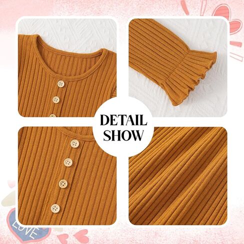 ESHOO Toddler Girl Dress Girls Sweater Dresses Ruffle Long Sleeve Ribbed Knit Casual Fall Dresses for Kids 2-7 Years in Saudi Arabia