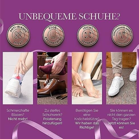 واقيات الكعب من السيليكون الفاخر من Ballotte (متوسط ​​- 4 عبوات) | وسادات جل للكعب/جوارب من السيليكون للنساء والرجال - لتخفيف آلام الكعب المتشقق | أكواب/وسائد للكعب للوقاية من البثور لعلاج التهاب اللفافة الأخمصية in Kuwait