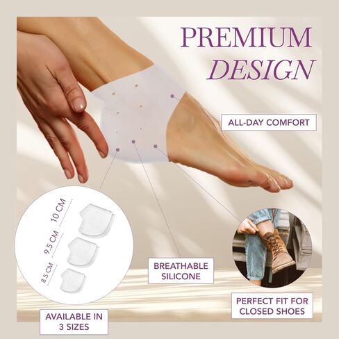 واقيات الكعب من السيليكون الفاخر من Ballotte (متوسط ​​- 4 عبوات) | وسادات جل للكعب/جوارب من السيليكون للنساء والرجال - لتخفيف آلام الكعب المتشقق | أكواب/وسائد للكعب للوقاية من البثور لعلاج التهاب اللفافة الأخمصية in Kuwait