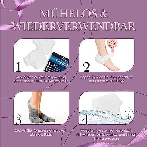 واقيات الكعب من السيليكون الفاخر من Ballotte (متوسط ​​- 4 عبوات) | وسادات جل للكعب/جوارب من السيليكون للنساء والرجال - لتخفيف آلام الكعب المتشقق | أكواب/وسائد للكعب للوقاية من البثور لعلاج التهاب اللفافة الأخمصية in Kuwait