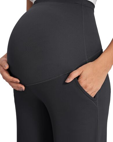 G4free Fleece مبطن يوجا الأمومة على الساق على نطاق واسع الساق الحمل بنطلون العمل مع جيوب in Saudi Arabia