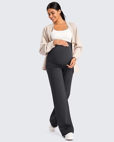 G4free Fleece مبطن يوجا الأمومة على الساق على نطاق واسع الساق الحمل بنطلون العمل مع جيوب in Saudi Arabia