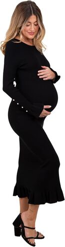 PinkBlush Light Ribbed Knit Bow Back Maternity Maxi Dress in Saudi Arabia