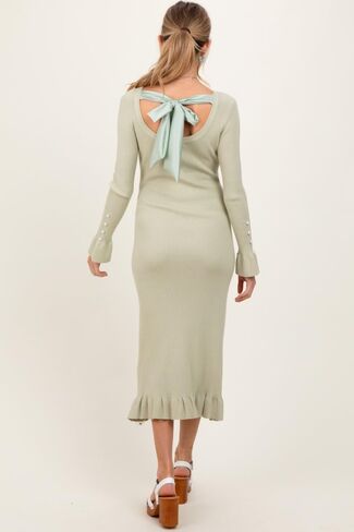 PinkBlush Light Ribbed Knit Bow Back Maternity Maxi Dress in Saudi Arabia