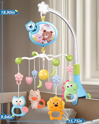 Crib Mobile With Music And Lights, Mobiles For Cribs, Baby Mobile Arm Toys Hanging For Bassinets Girls Boys, Nursery Musical Space Portable Infant Mobiles Clip On Pack And Play Hanger 0-6 Months in Saudi Arabia