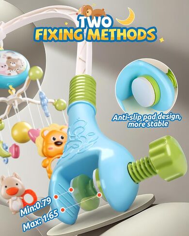Crib Mobile With Music And Lights, Mobiles For Cribs, Baby Mobile Arm Toys Hanging For Bassinets Girls Boys, Nursery Musical Space Portable Infant Mobiles Clip On Pack And Play Hanger 0-6 Months in Saudi Arabia