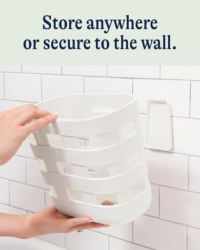Lalo Bath Time Storage Bin - Keep Items Organized & Dry with Non-Toxic Plastic, Easy Cleanup, Removable Drying Bin, Woven Baby Organizer, Secure Wall Attachment, 9 x 5.5 x 8.5 in - Sage in Saudi Arabia