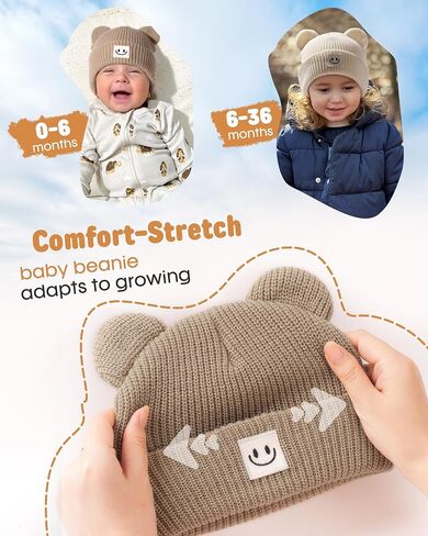 FURTALK Infant Baby Beanie with Bear Ear Cute Winter Hat for Toddler Boys Girls Soft Knitted Cap in Saudi Arabia
