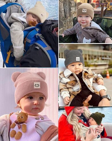 FURTALK Infant Baby Beanie with Bear Ear Cute Winter Hat for Toddler Boys Girls Soft Knitted Cap in Saudi Arabia