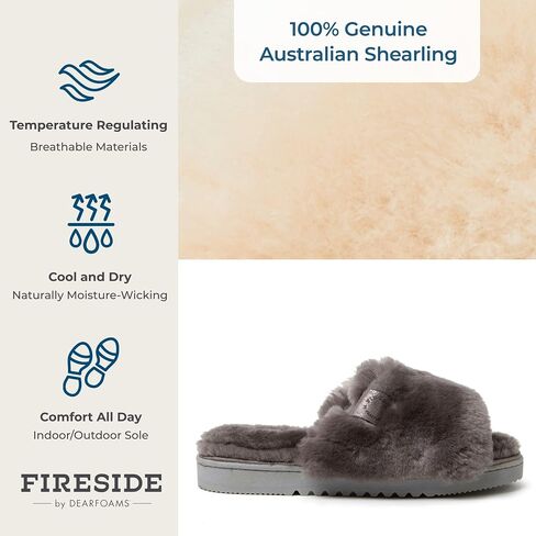 Dearfoams Women's Fireside Cairns Shearling Easy on/Off Slide Sandal Slipper in Saudi Arabia