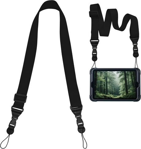Adjustable iPad Binocular Camera Strap, Comfortable Shoulder Strap Nylon Neck Lanyard for iPad/Samsung Tablet Case,Crossbody Laptop Luggage Bag(Black) in Saudi Arabia