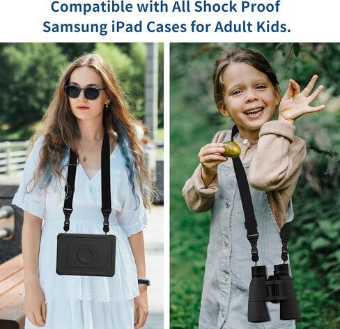Adjustable iPad Binocular Camera Strap, Comfortable Shoulder Strap Nylon Neck Lanyard for iPad/Samsung Tablet Case,Crossbody Laptop Luggage Bag(Black) in Saudi Arabia