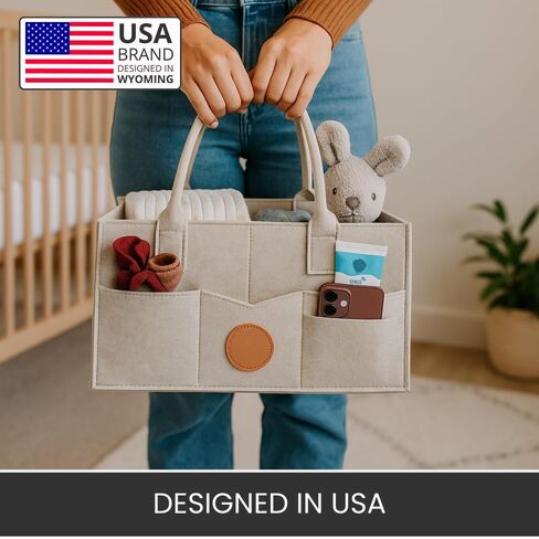 Felt Diaper Caddy Organizer – Baby Storage Bin for Diapers, Wipes & Newborn Essentials | Portable Nursery Basket & Baby-Shower Gift for New Moms in Saudi Arabia