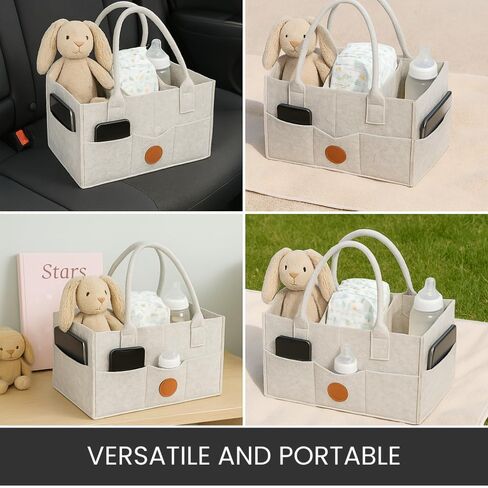 Felt Diaper Caddy Organizer – Baby Storage Bin for Diapers, Wipes & Newborn Essentials | Portable Nursery Basket & Baby-Shower Gift for New Moms in Saudi Arabia