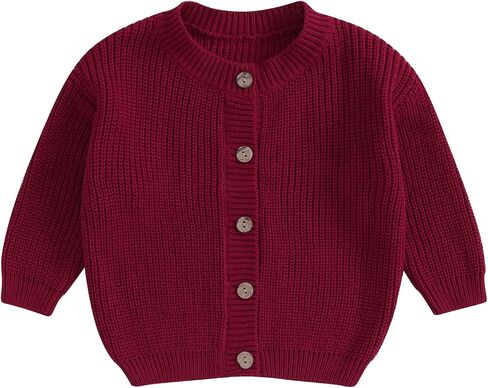 FOMOYUU Toddlers and Newborn Baby Girls Cardigan Sweater Long Sleeve Button Up Knit Sweatshirt Jacket Fall Outfits in Kuwait
