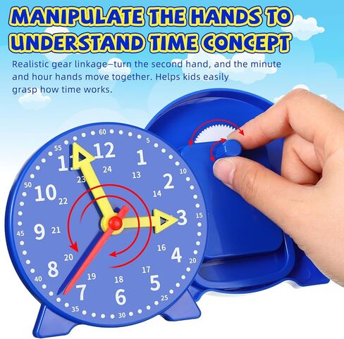 Batiyeer 25 PCS Teaching Clock Kit تعلم معرفة الوقت بتدريس الساعة المصغرة مع 3 Time Dice Classroom Teachational Kit للطالب مدرس تطوير الرياضيات الأساسي والفصول الدراسية لوازم الفصول الدراسية in Kuwait