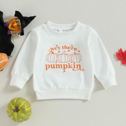 Toddler Baby Girl Halloween Sweatshirt Pumpkin Outfit Crewneck Pullover Sweater Long Sleeve Shirt Fall Clothes in Kuwait