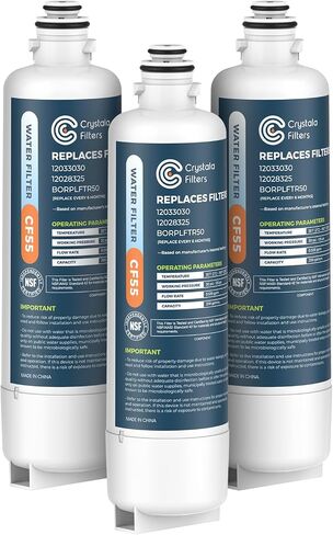 Crystala Filters BORPLFTR50 Replacement for Bosch Ultra Clarity Pro Water Filter, Compatible 12033030,11025825,12028325,BORPLFTR55,WFC100MF,WFS200MF(3 Pack) in Kuwait
