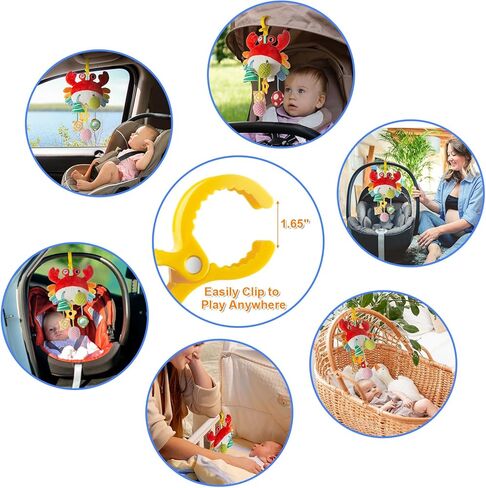 لعبة مقعد السيارة للأطفال من 0 إلى 6 أشهر ، لعبة عربة مع مقطع مريح ، ألعاب السيارات معلقة إكسسوارات الأطفال ، جرس مدمج ، حشرجة ، صرير ، مرآة للرضع ، هدية الأطفال 0-3-6-12 شهر in Kuwait