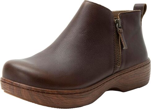 Alegria Women’s Oaklee Double Zippers Leather Wood Look Rocker Low Ankle Bootie in Saudi Arabia