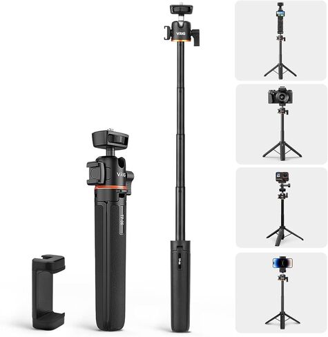 ترايبود صغير لهاتف الكاميرا ، 21 "سطح المكتب Travel Travel Selfie Selfie Stick Vlog Rod مع مقطع هاتف ، رأس الكرة 360 درجة ، حذاء بارد ، لجهاز iPhone DSLR WebCam Go Pro Action 3 Accessories in Kuwait